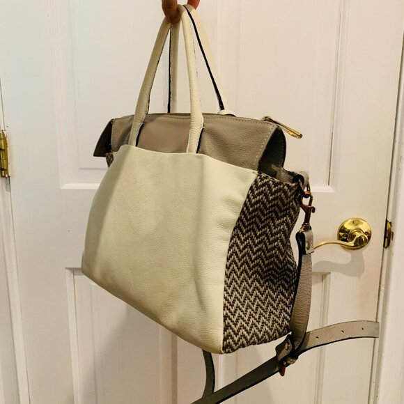 Vintage Dimoni Grey Leather Chevron Cross Body Designer Handbag - Picture 6 of 16
